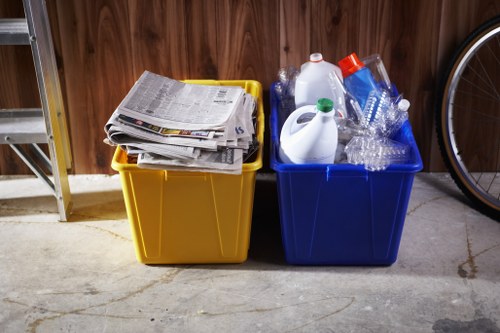 Professional waste removal team at a building site